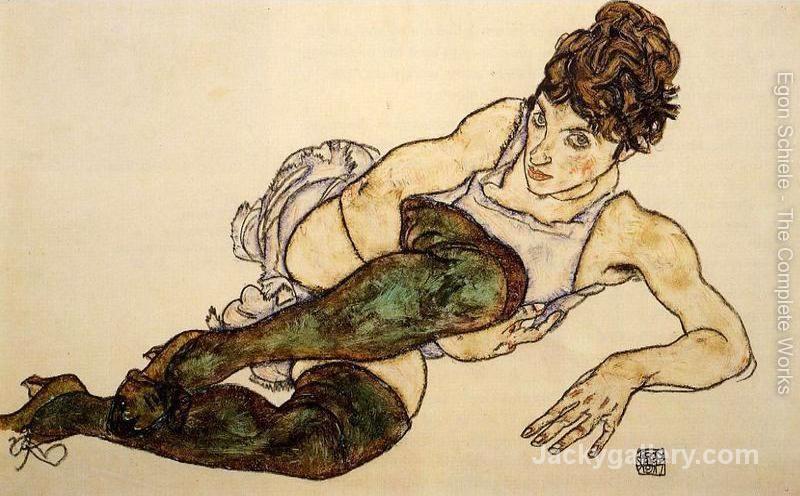Reclining Woman With Green Stockings Aka Adele Harms by Egon Schiele paintings reproduction